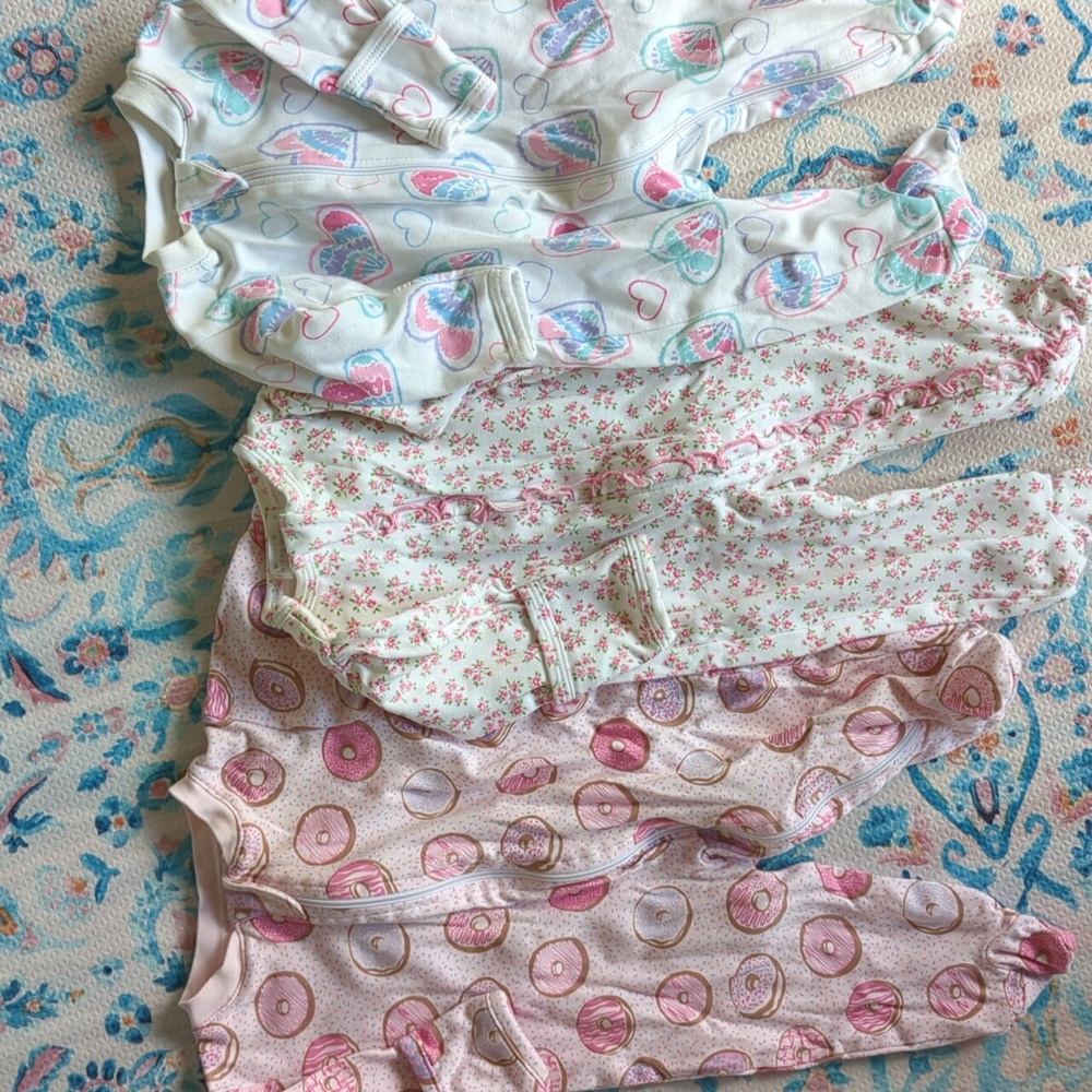 Lot of 3 Kissy Kissy footie sleeper onesies NB-3M